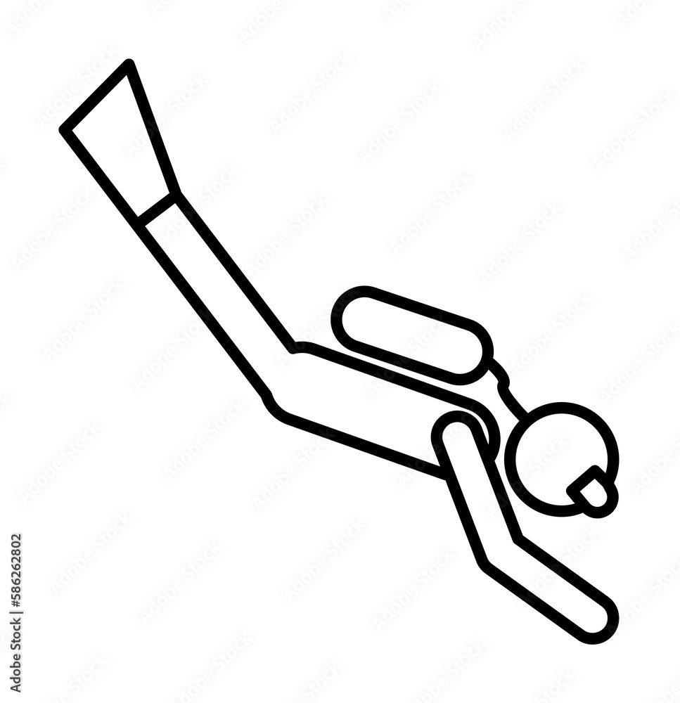 Poster scuba diving sign icon. element of navigation sign icon. thin line icon for website design and devel