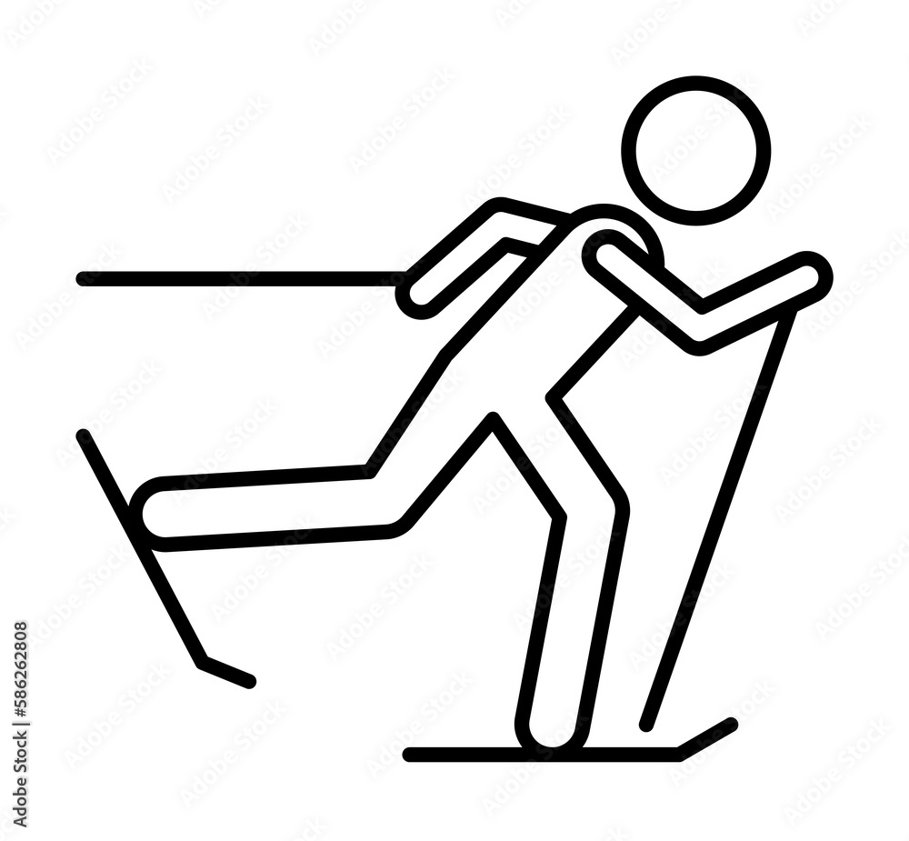 Aufkleber country skiing sign icon. element of navigation sign icon. thin line icon for website design and dev
