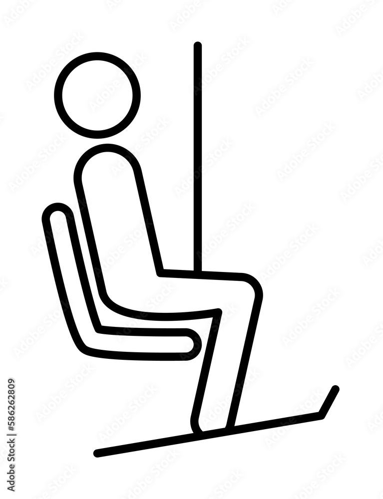 Poster chairlift sign icon. element of navigation sign icon. thin line icon for website design and developm
