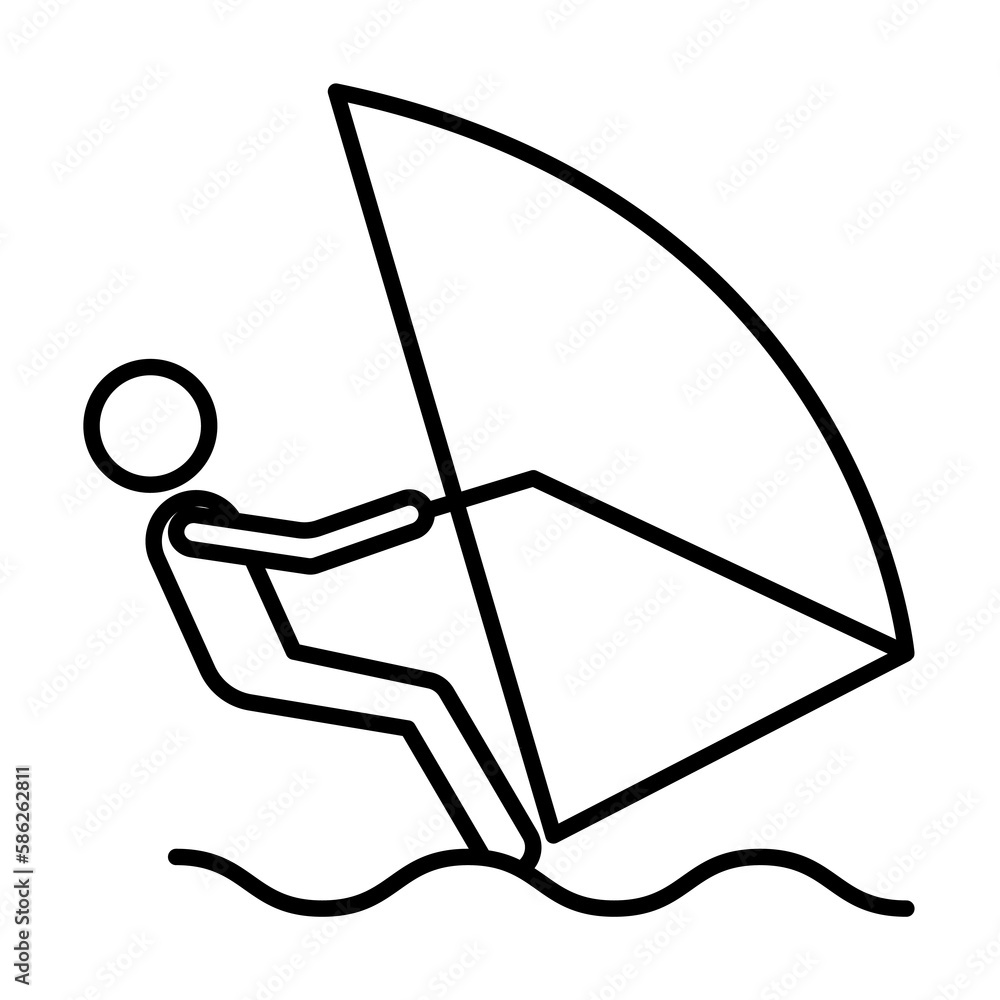 Poster wind surfing sign icon. element of navigation sign icon. thin line icon for website design and devel