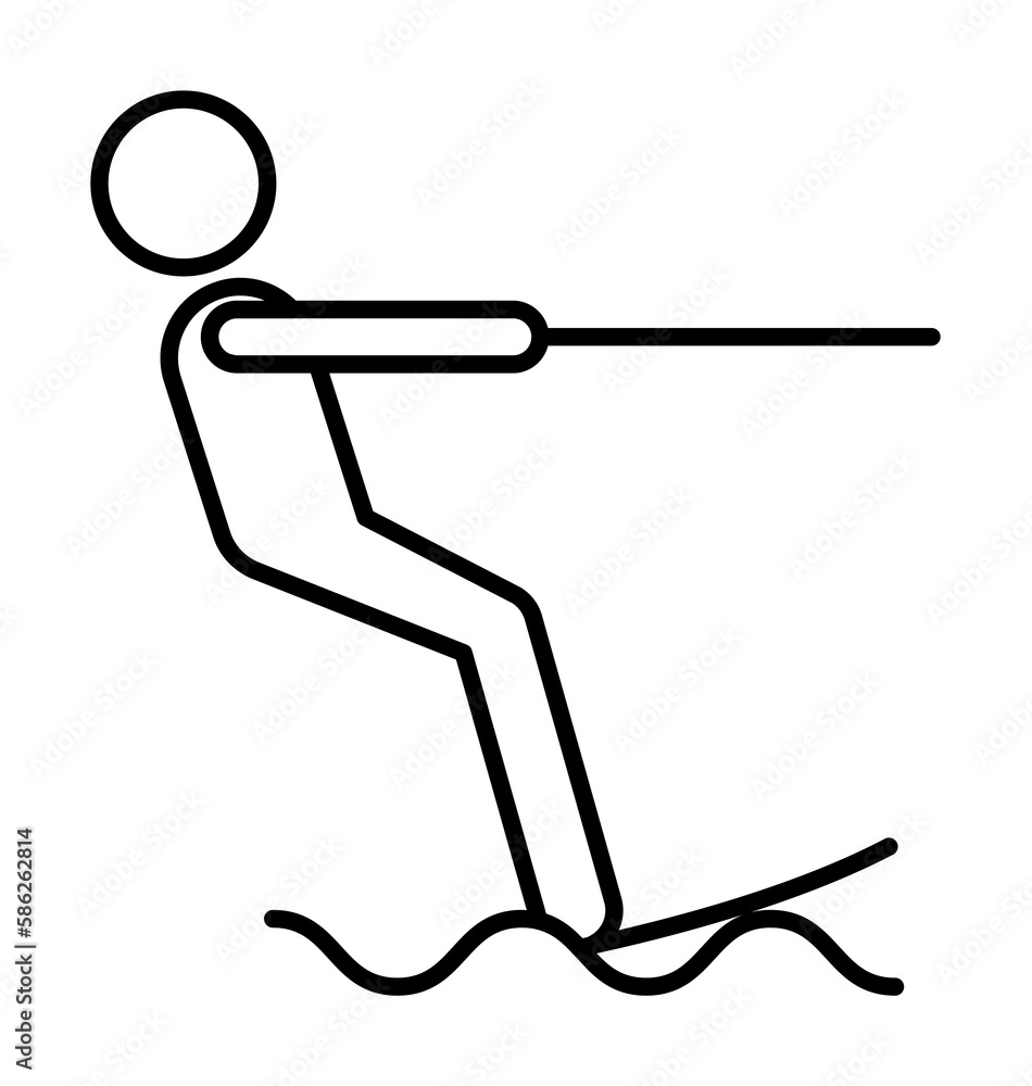 Poster waterskiing sign icon. element of navigation sign icon. thin line icon for website design and develo