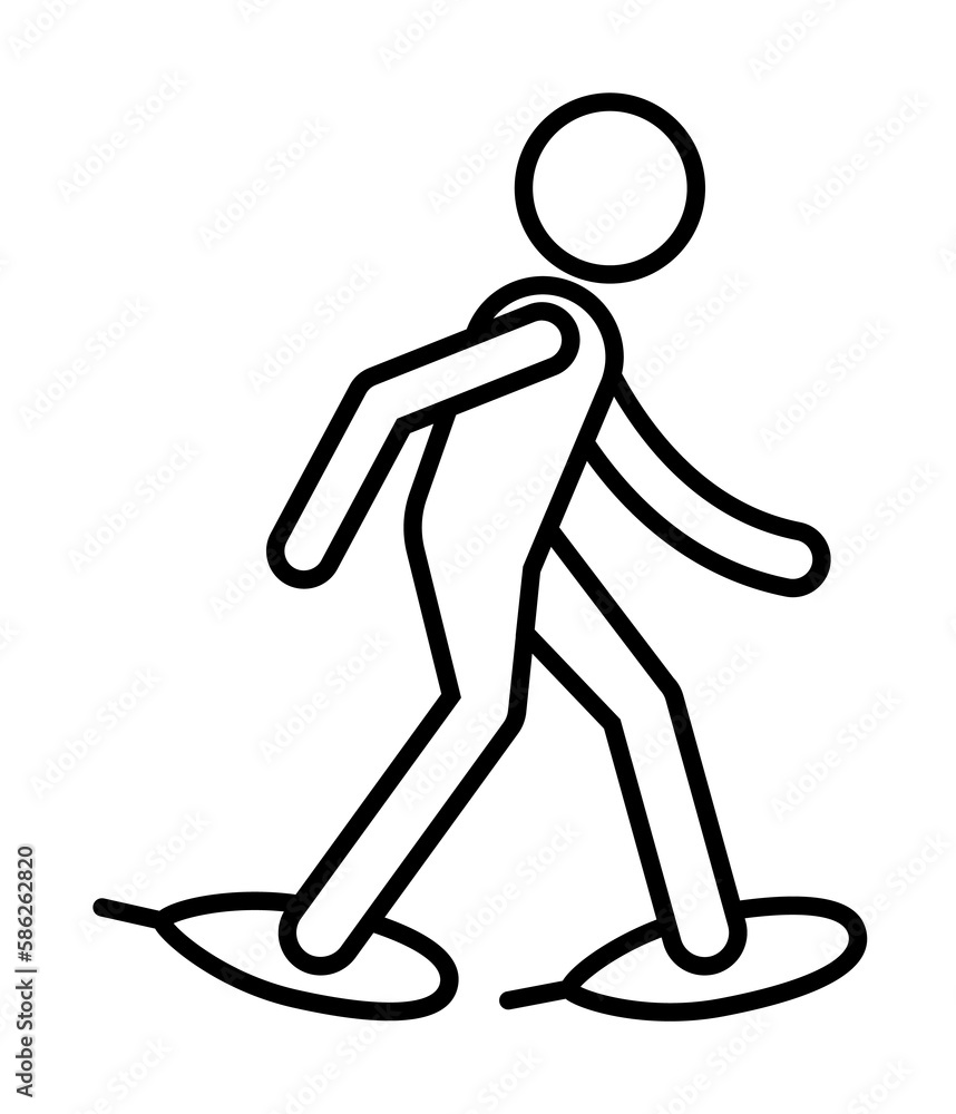 Poster snow shoeing sign icon. element of navigation sign icon. thin line icon for website design and devel