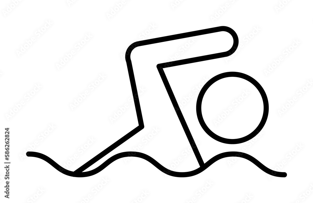Poster swimming sign icon. element of navigation sign icon. thin line icon for website design and developme