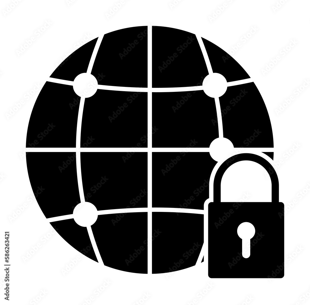 Poster world lock icon. element of web icon for mobile concept and web apps. glyph world lock icon can be u