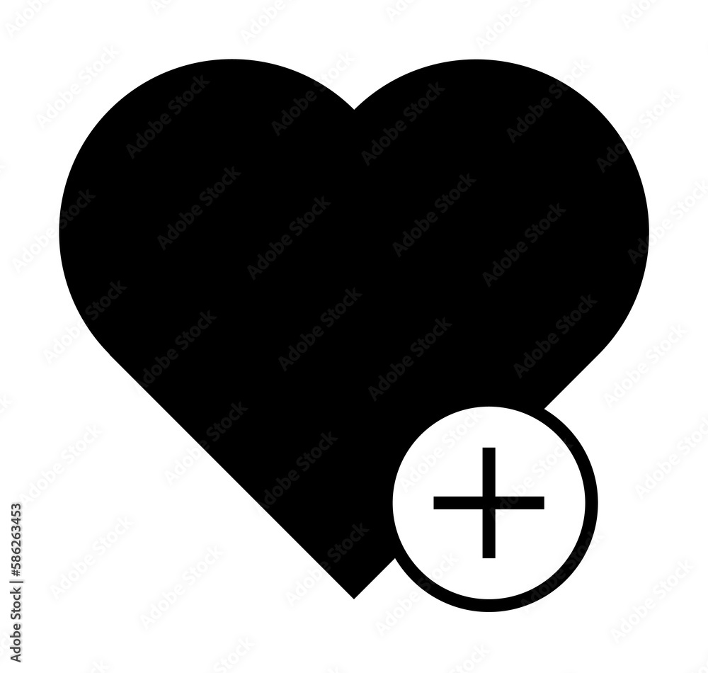 Poster heart plus icon. element of simple icon. premium quality graphic design icon. signs and symbols coll