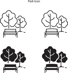 Park bench icon. Outline park bench icon for web design isolated on white background, park vector icon.