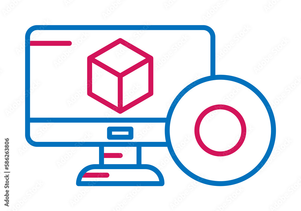 Poster 3d printing, 3d design icon. element of 3d printing icon. thin line icon for website design and deve