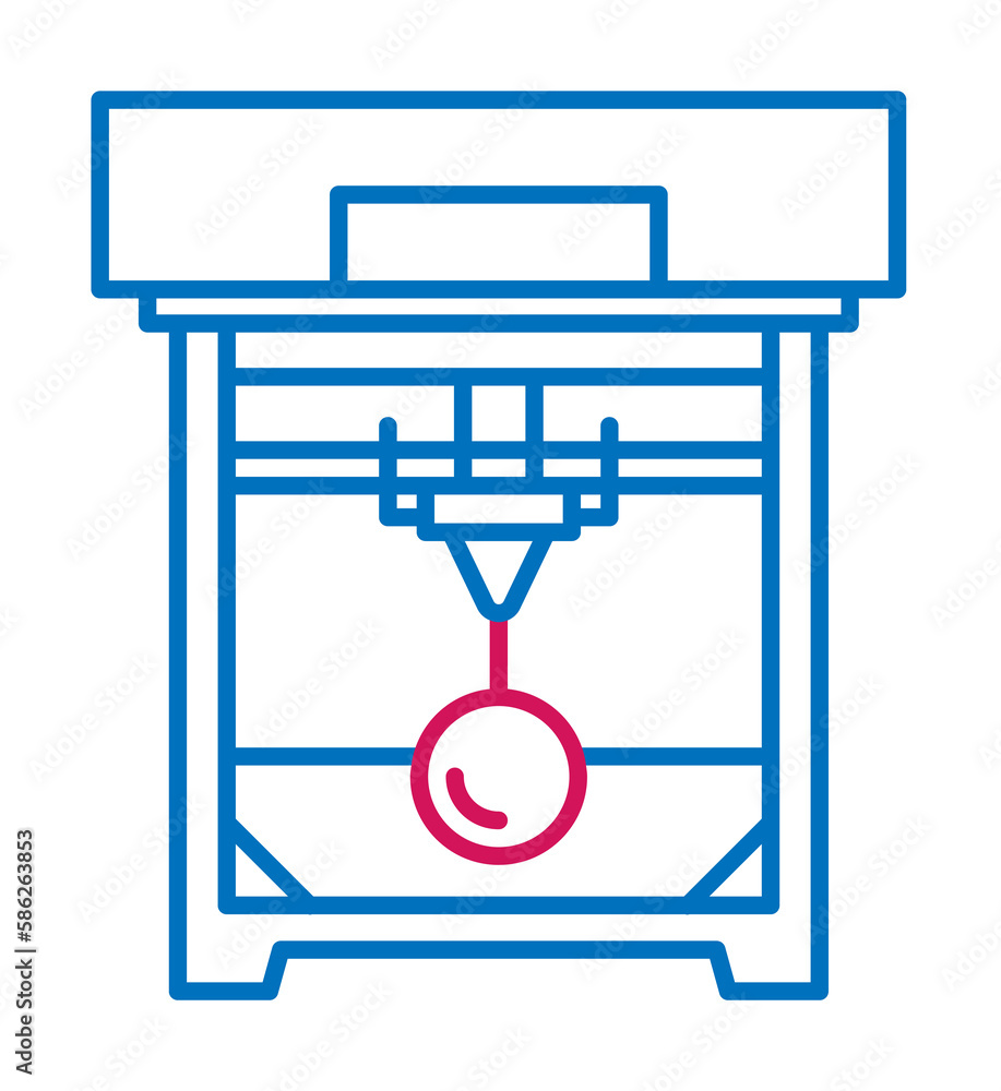 Poster 3d printing, 3d printer icon. element of 3d printing icon. thin line icon for website design and dev
