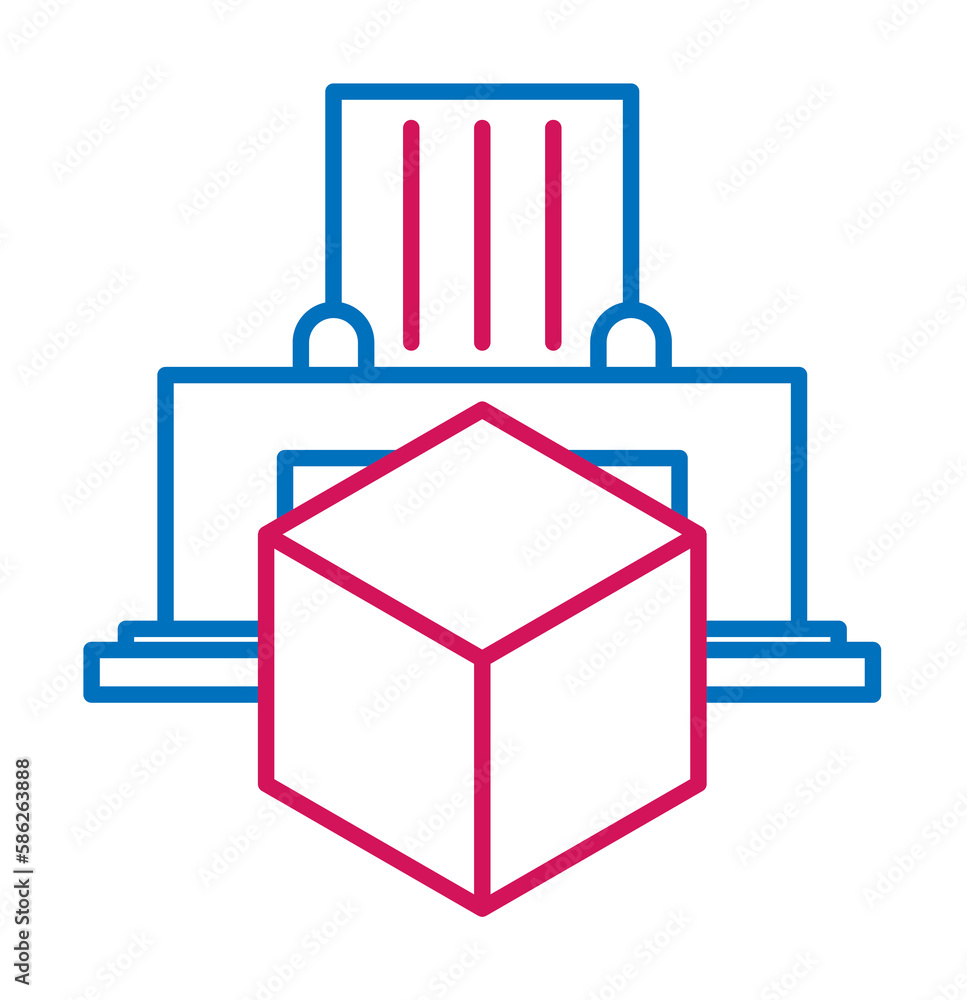 Poster 3d printing, 3d printer icon. element of 3d printing icon. thin line icon for website design and dev