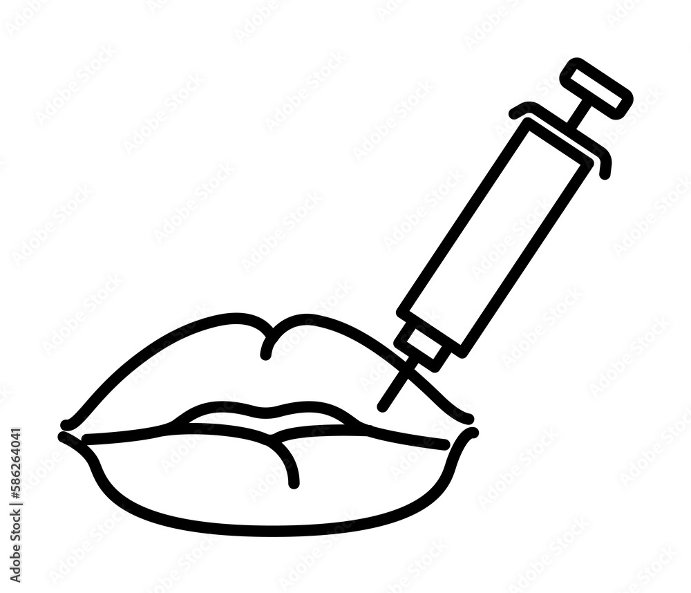 Poster lip augmentation injection icon. element of anti aging outline icon for mobile concept and web apps.