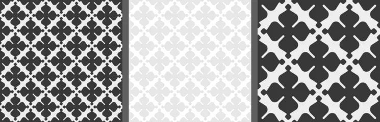 Cercles muraux Portugal carreaux de céramique Vector tile patterns, Lisbon floral monochrome mosaic, Mediterranean seamless black and white ornaments