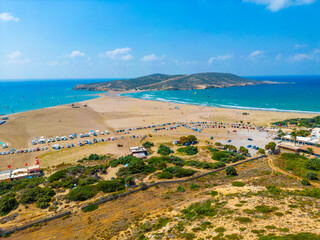 Panorama of Prasonisi beach at Greek island Rhodes - obrazy, fototapety, plakaty
