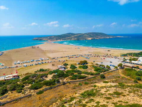 Panorama of Prasonisi beach at Greek island Rhodes