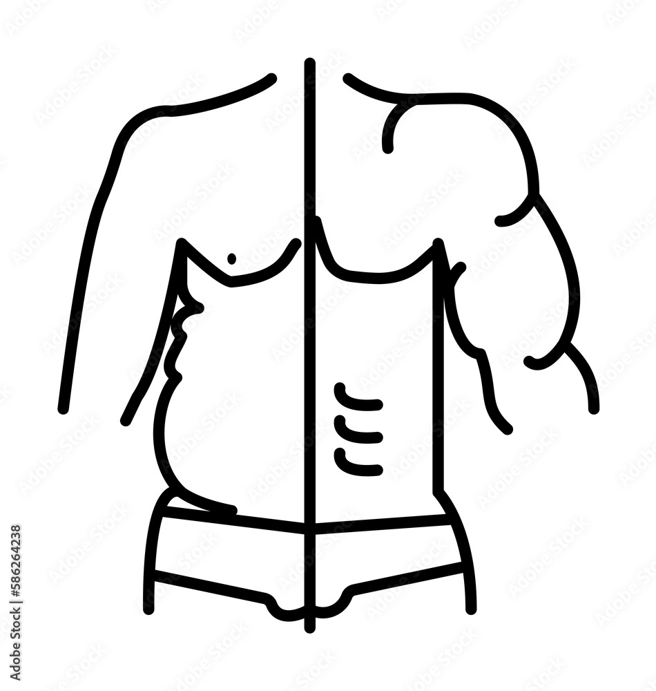Poster fat man, ideal man icon. element of anti aging outline icon for mobile concept and web apps. thin li