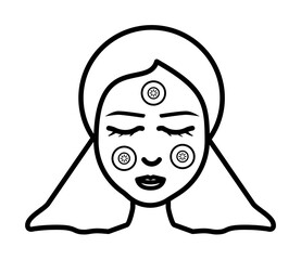 Woman, mask, cucumber icon. Element of anti aging outline icon for mobile concept and web apps. Thin line Woman, mask, cucumber icon can be used for web and mobile