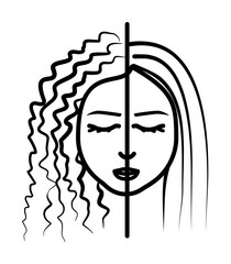 woman, curly, straight hair icon. Element of anti aging outline icon for mobile concept and web apps. Thin line woman, curly, straight hair icon can be used for web and mobile