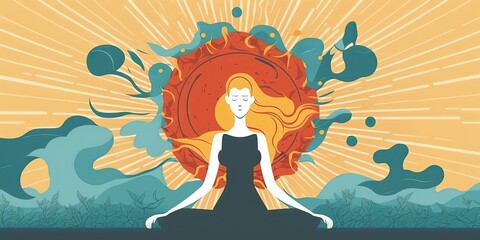 Spiritual therapy for body and mind with harmony yoga vectorize illustration.   by ai generative