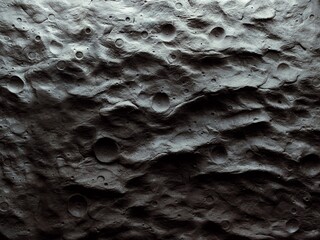 Moon surface with craters and mountains. Lunar landscape, satellite view. - obrazy, fototapety, plakaty