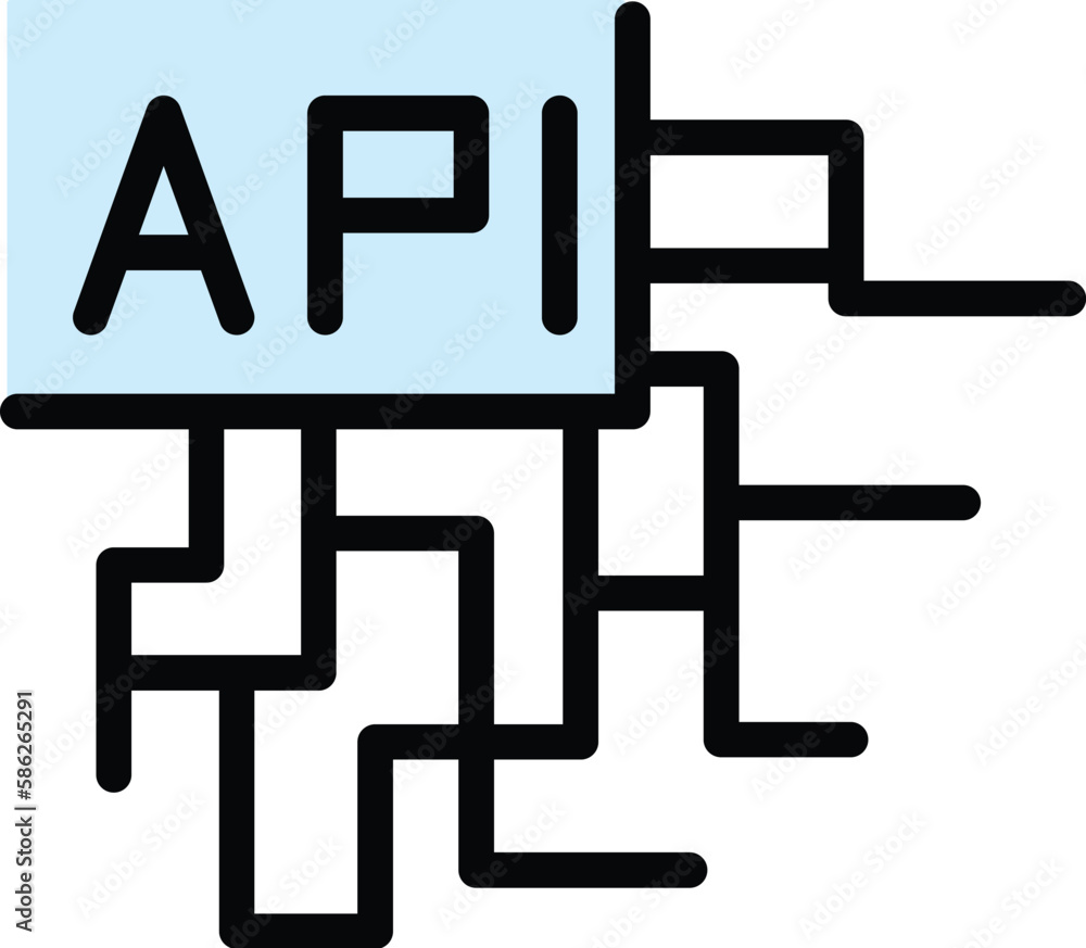Poster api digital network icon. outline api digital network vector icon for web design isolated on white b