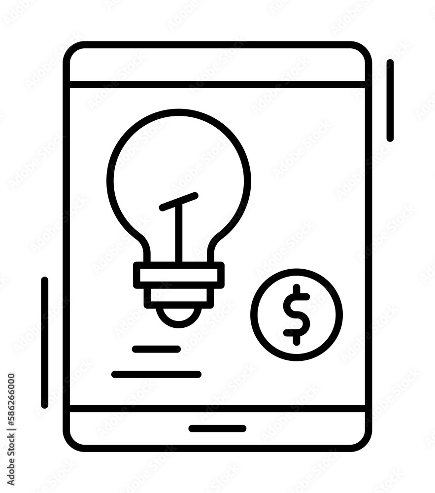 Poster smartphone, bulb, banking icon. simple line, outline elements of business and finance icons for ui a