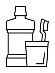 Toothbrush, mouthwash icon. Simple line, outline bathroom icons for ui and ux, website or mobile application