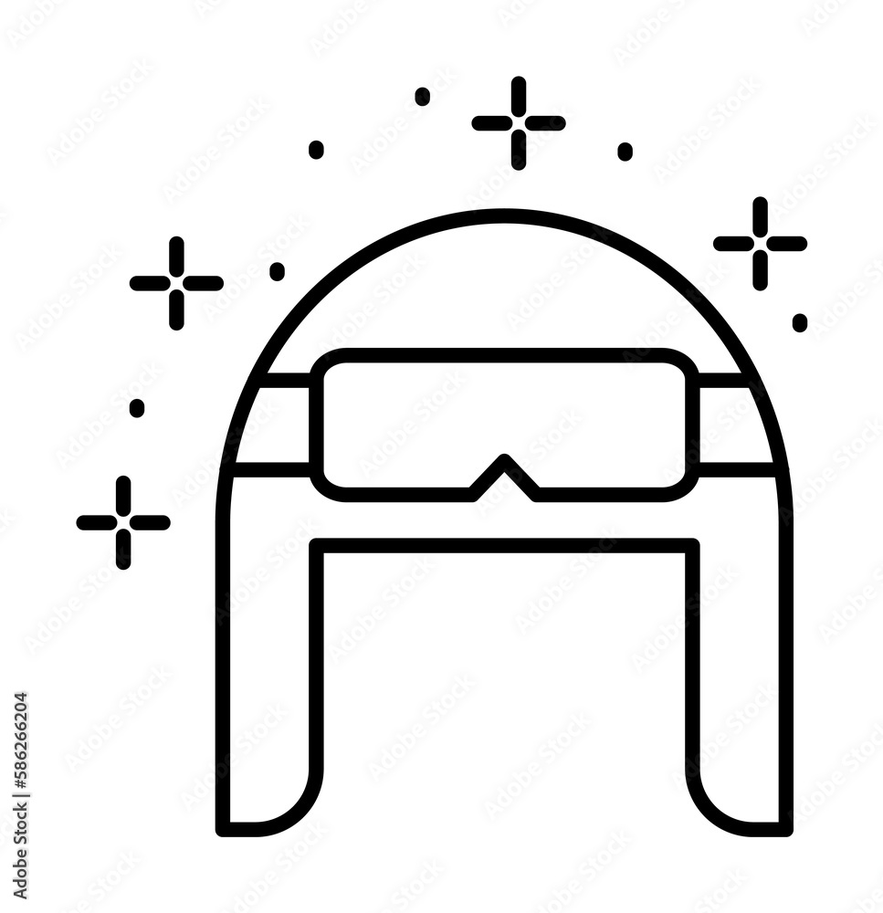 Poster helmet security icon. simple line, outline of battle royale games icons for ui and ux, website or mo