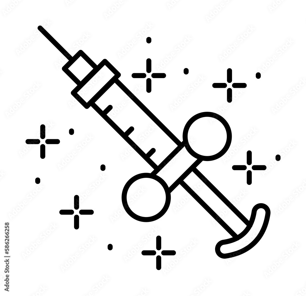 Poster syringe injection icon. simple line, outline of battle royale games icons for ui and ux, website or 