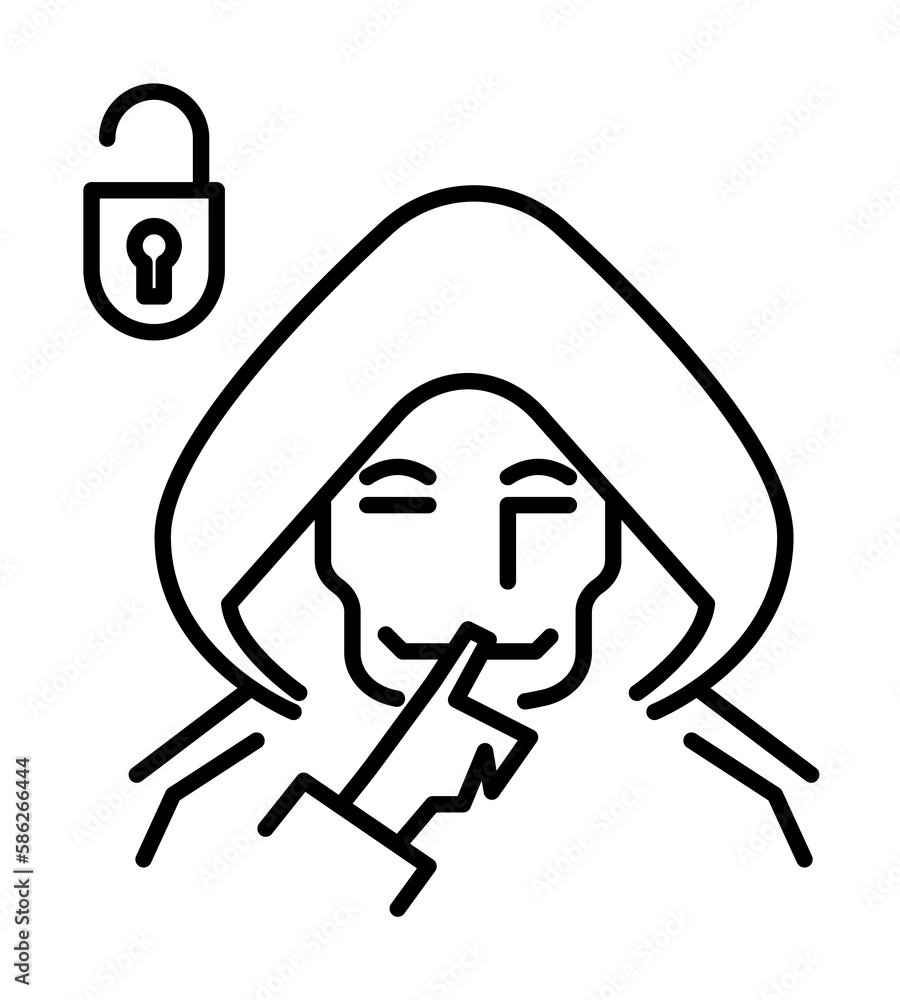 Aufkleber anonymus, hacker, lock icon. element of crypto currency icon for mobile concept and web apps. outlin