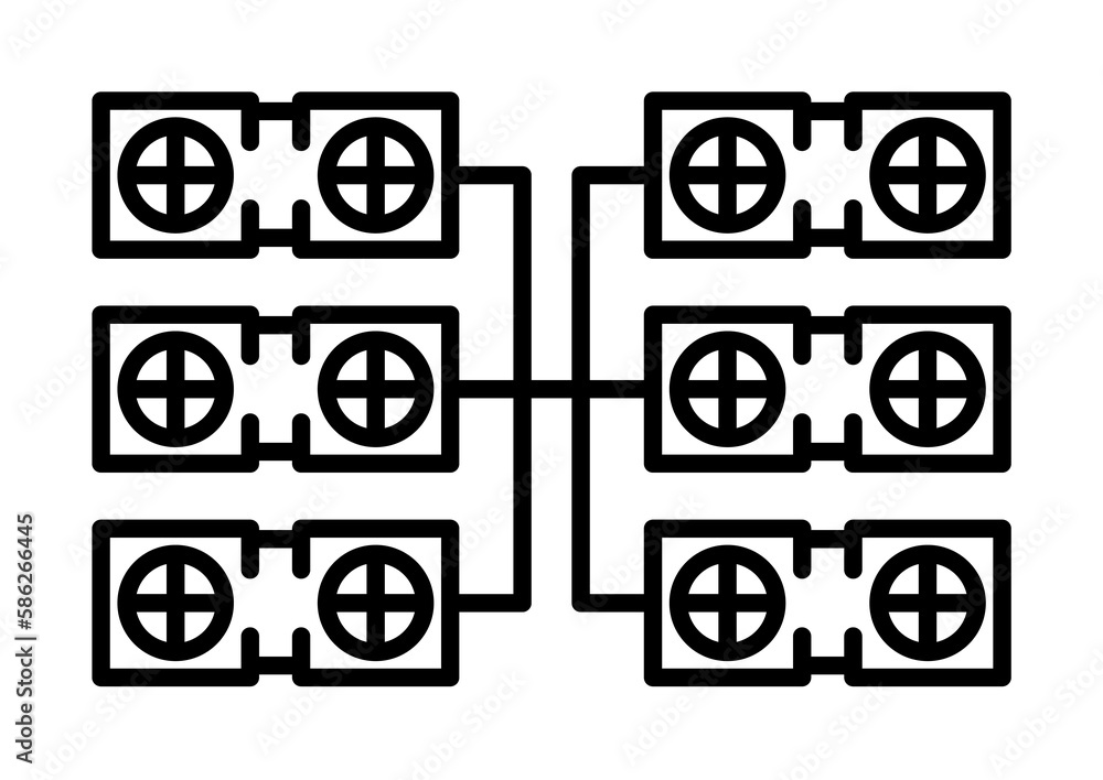 Poster gpu, block, farm icon. element of crypto currency icon for mobile concept and web apps. outline gpu,