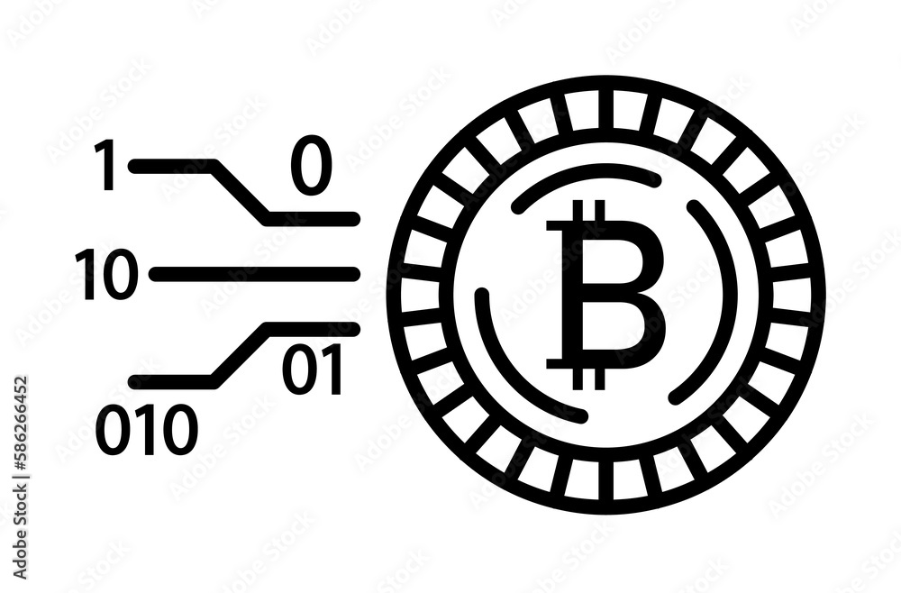 Poster bitcoin, blockchain, coin icon. element of crypto currency icon for mobile concept and web apps. out
