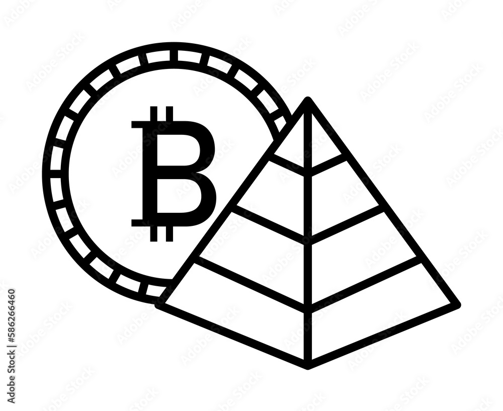 Poster financial pyramid, bitcoin icon. element of crypto currency icon for mobile concept and web apps. ou