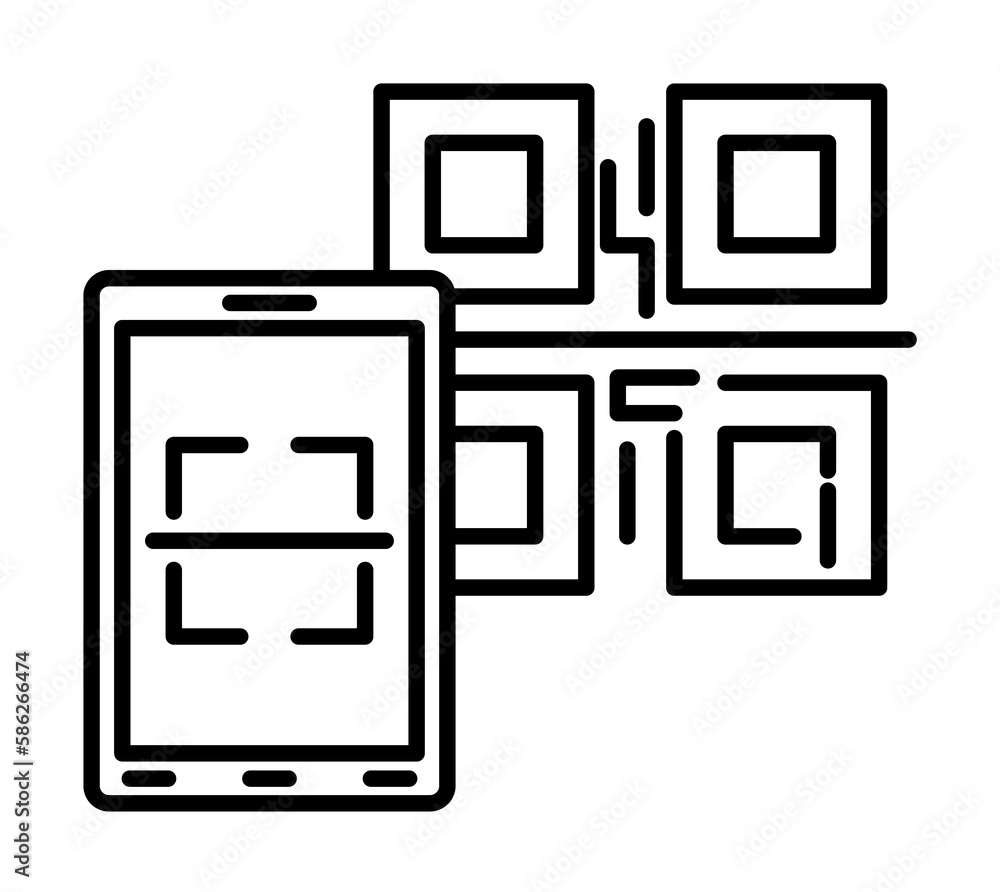 Aufkleber qr, code, smartphone icon. element of crypto currency icon for mobile concept and web apps. outline 