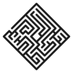 Square black labyrinth puzzle. Maze game vector template illustration