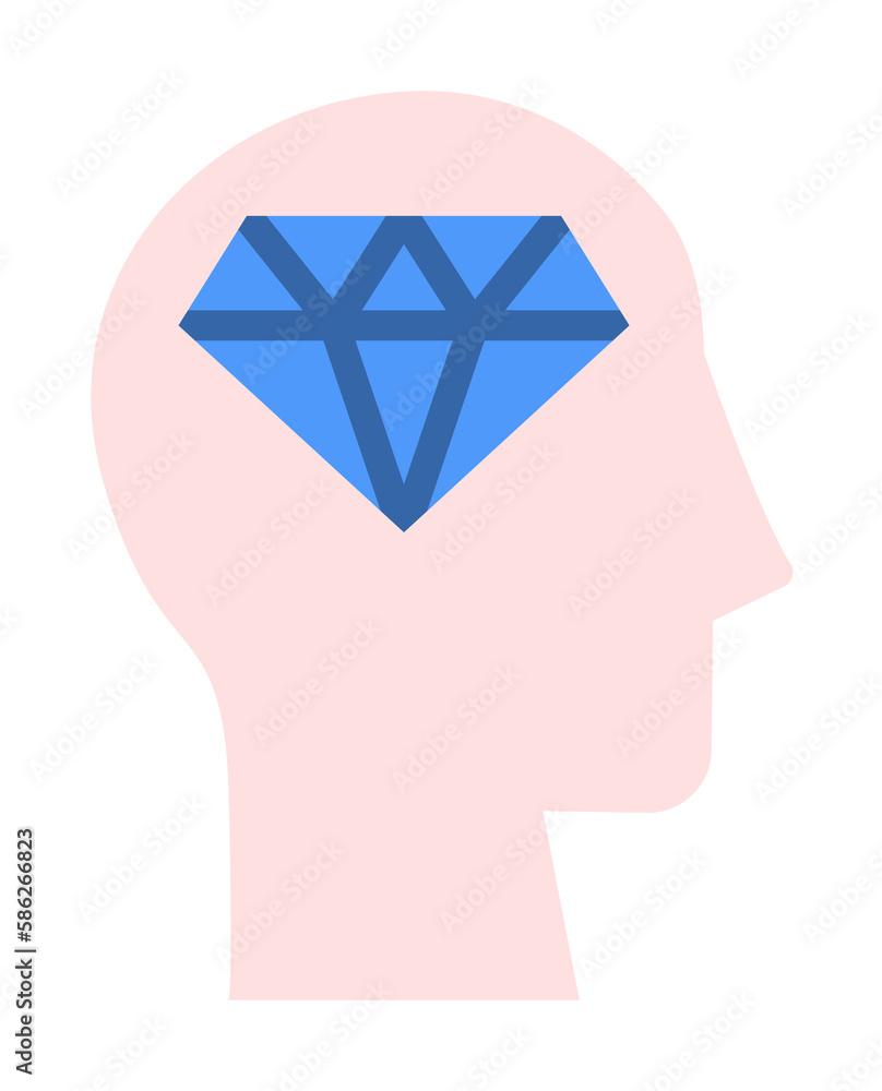 Poster head diamond icon. simple color elements of brain process icons for ui and ux, website or mobile app