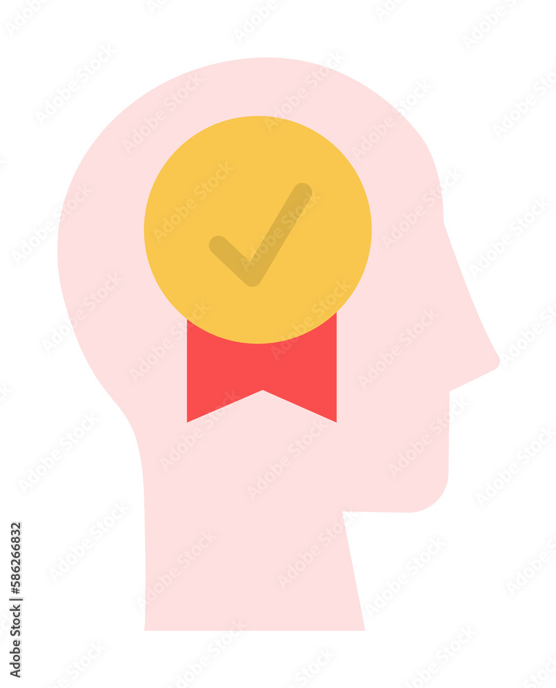 Aufkleber head check mark icon. simple color elements of brain process icons for ui and ux, website or mobile 