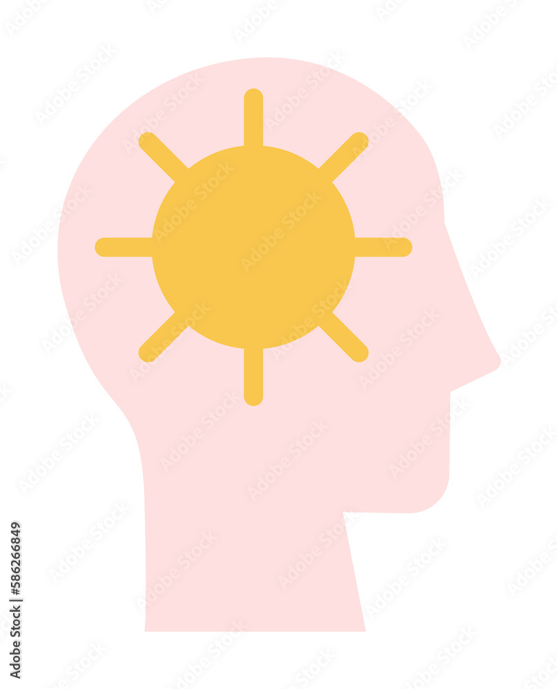 Poster head sun icon. simple color elements of brain process icons for ui and ux, website or mobile applica