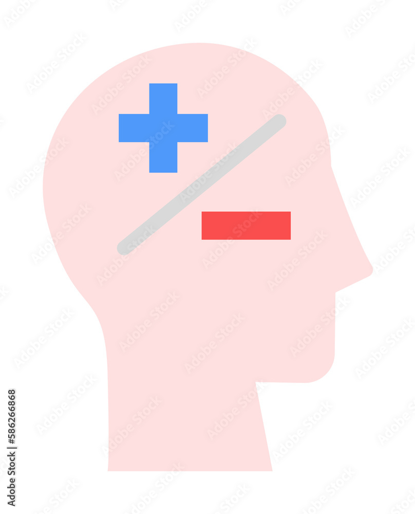 Poster head plus minus icon. simple color elements of brain process icons for ui and ux, website or mobile 