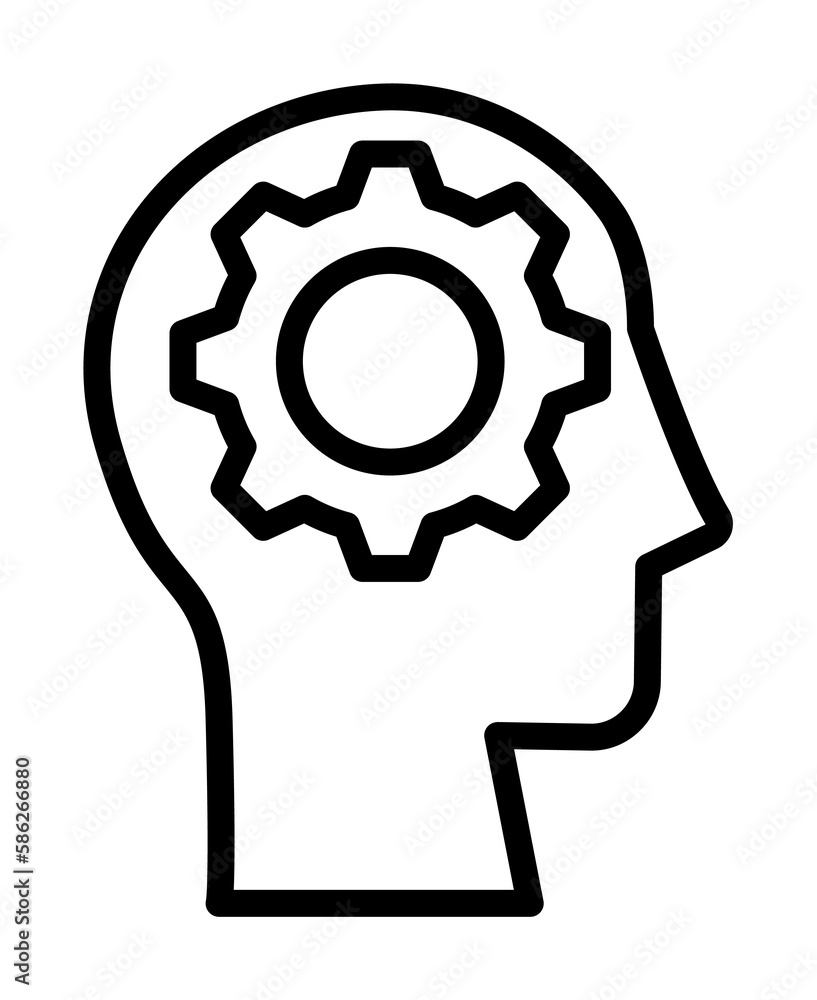Poster head gear icon. simple line, outline elements of brain process icons for ui and ux, website or mobil