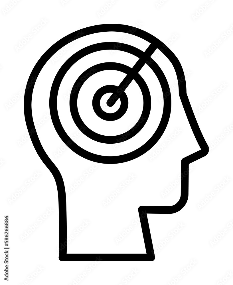 Poster head goal icon. simple line, outline elements of brain process icons for ui and ux, website or mobil