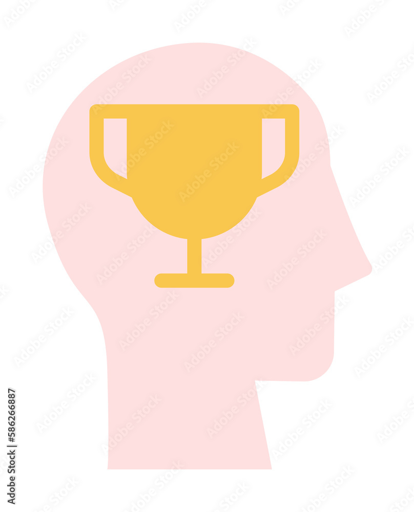 Poster head winner cup icon. simple color elements of brain process icons for ui and ux, website or mobile 