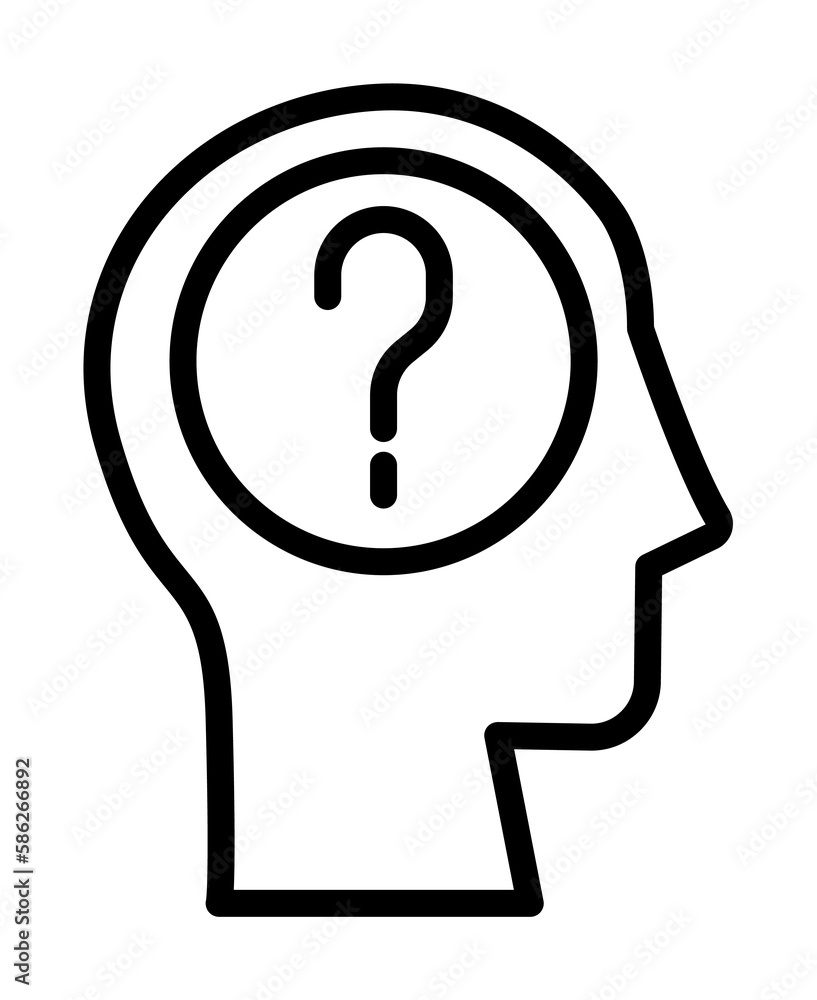 Poster head question icon. simple line, outline elements of brain process icons for ui and ux, website or m