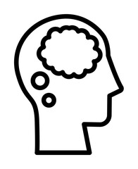 head thinks icon. Simple line, outline elements of brain process icons for ui and ux, website or mobile application