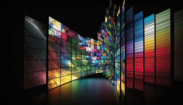 Ai generated illustration of lcd screens is use for exbibition, gaming, advertising and others