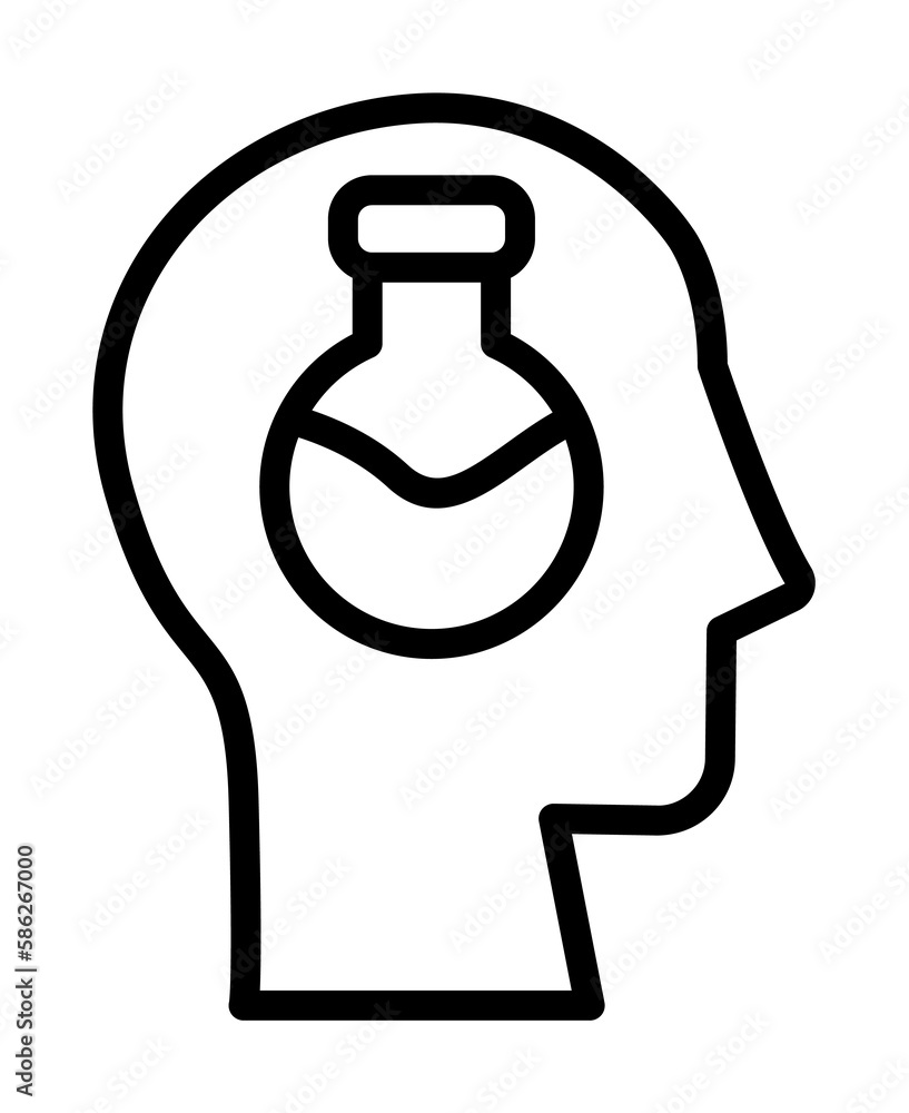 Aufkleber head flask icon. simple line, outline elements of brain process icons for ui and ux, website or mobi