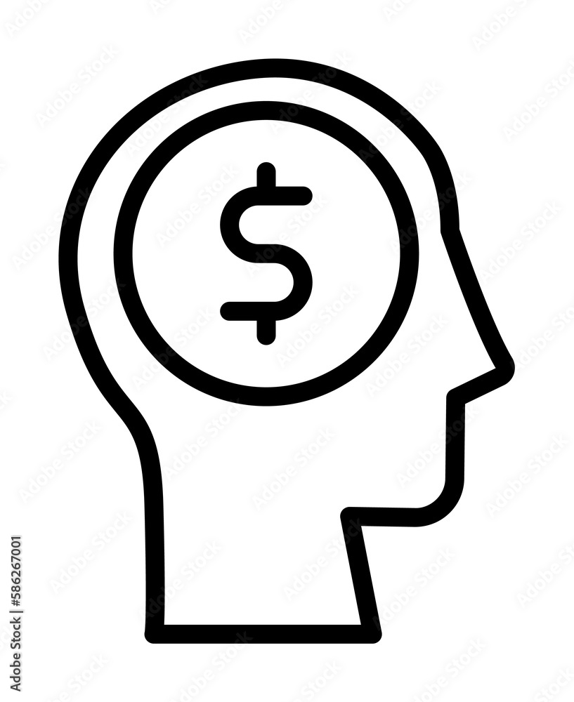 Poster head coin icon. simple line, outline elements of brain process icons for ui and ux, website or mobil