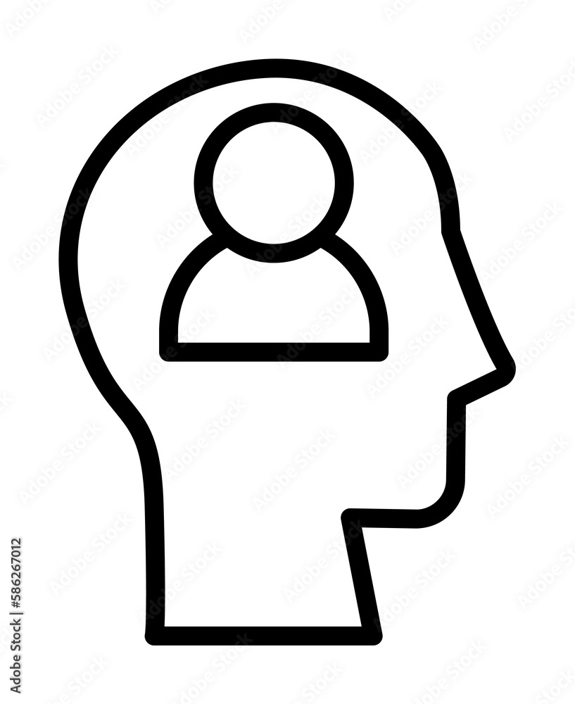 Poster head avatar man icon. simple line, outline elements of brain process icons for ui and ux, website or