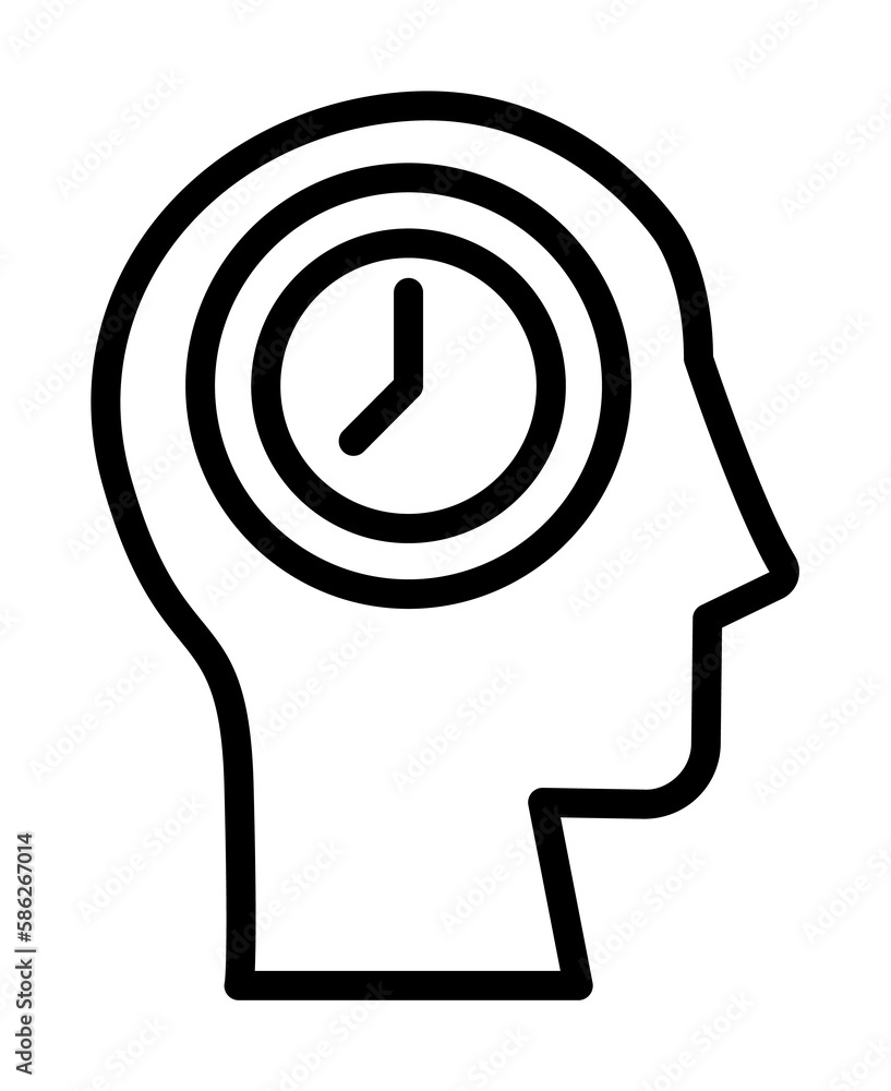 Poster head clock icon. simple line, outline elements of brain process icons for ui and ux, website or mobi