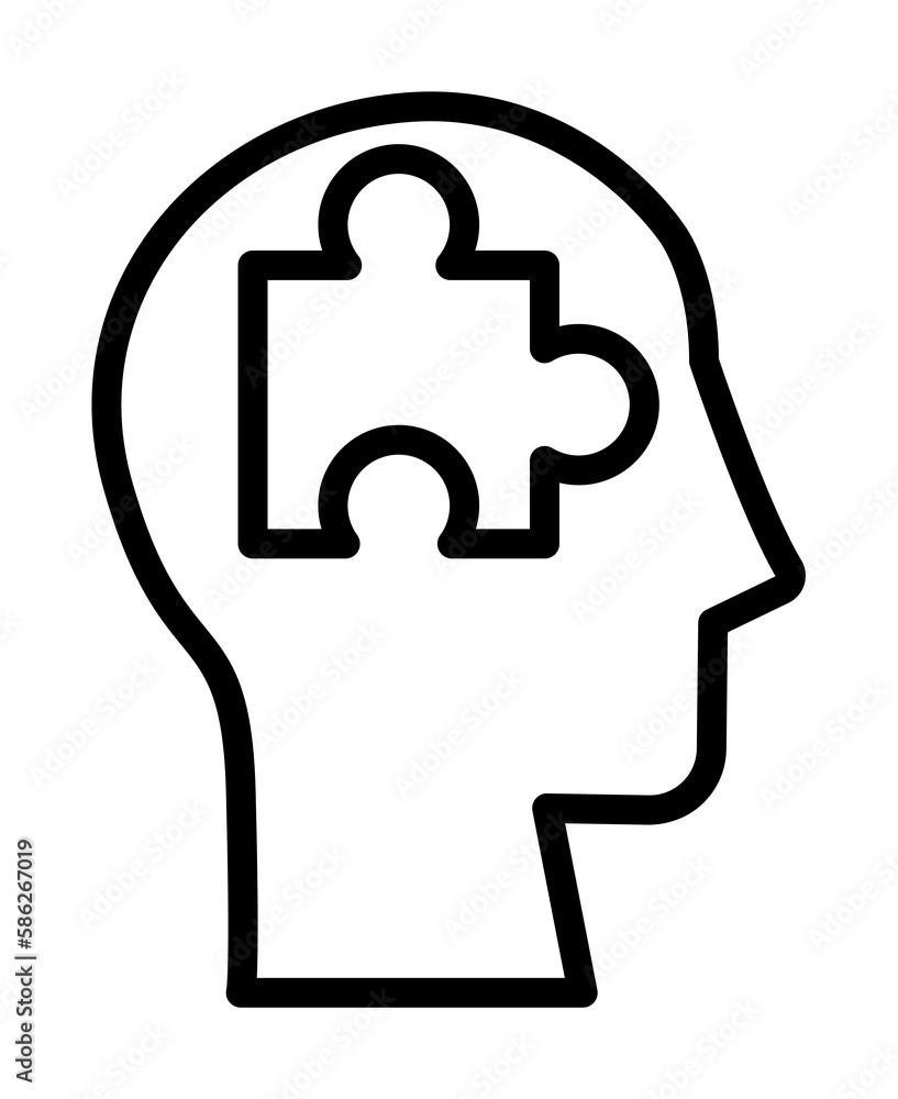 Poster head puzzle icon. simple line, outline elements of brain process icons for ui and ux, website or mob