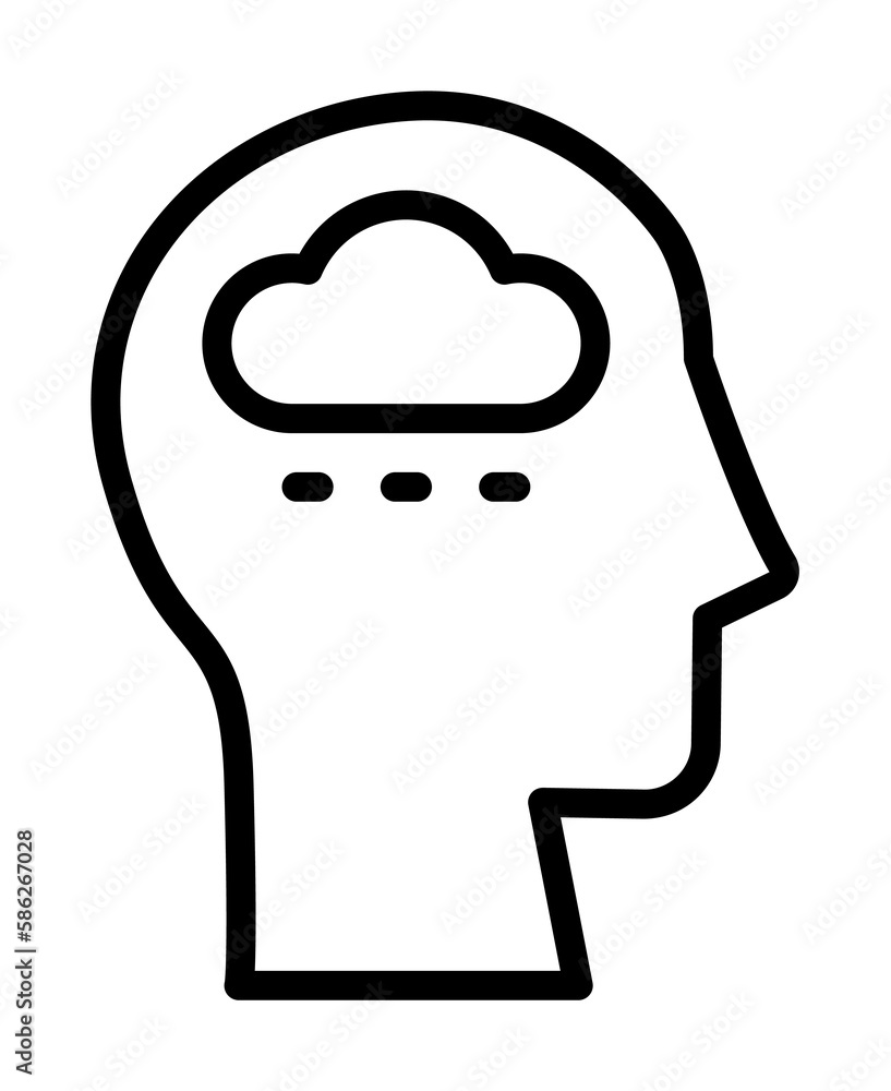 Poster head cloud icon. simple line, outline elements of brain process icons for ui and ux, website or mobi