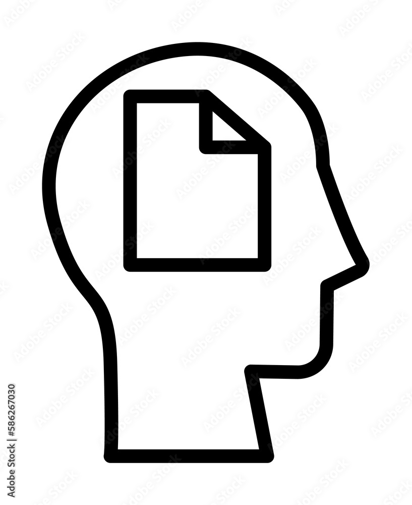 Poster head document icon. simple line, outline elements of brain process icons for ui and ux, website or m
